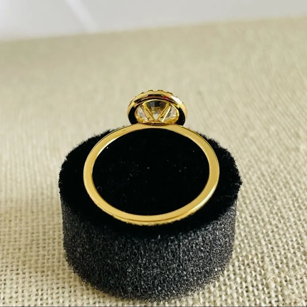 Gold Cubic Zirconia Halo RING 6.5